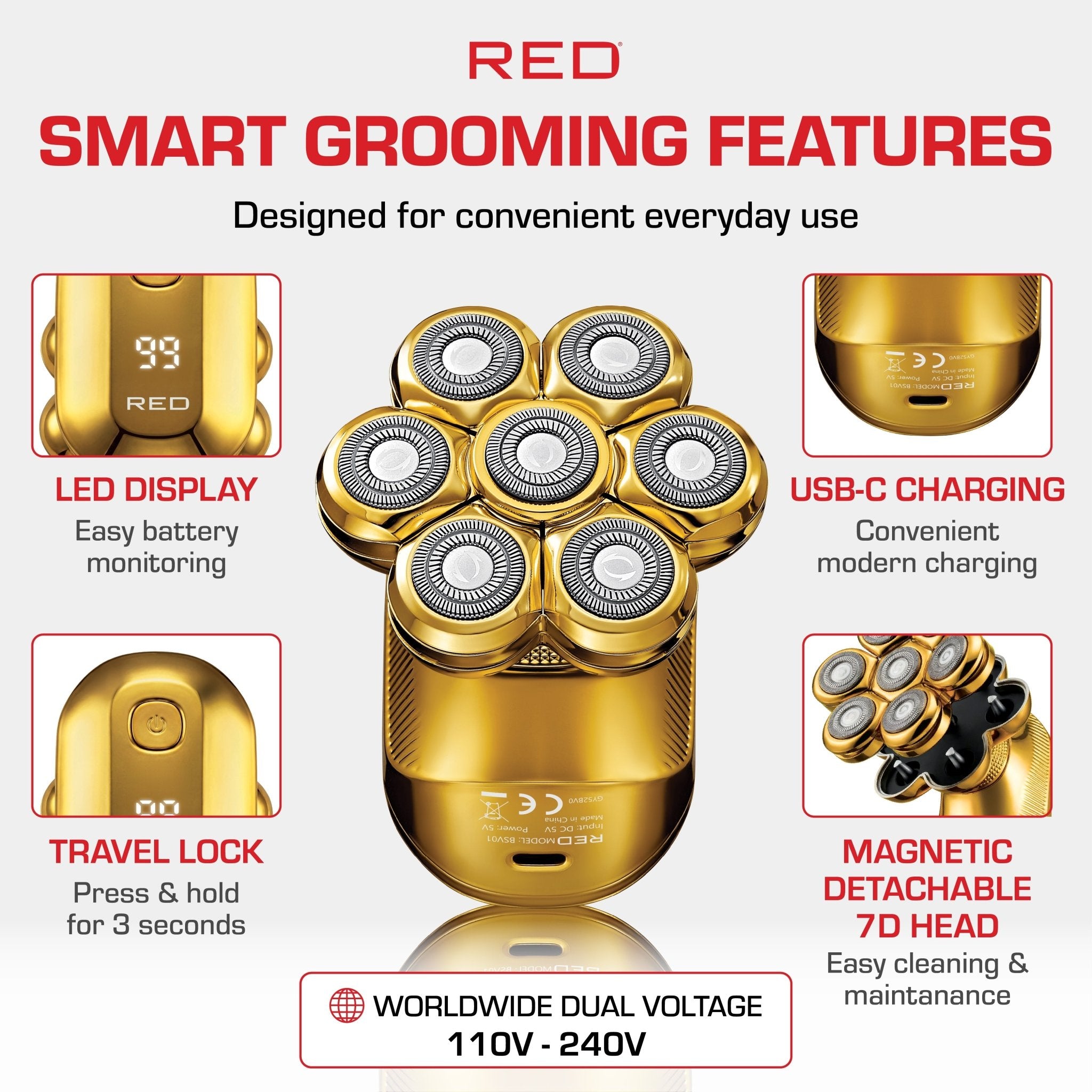 RED 7D Cordless Head & Body Shaver - Beauty Exchange Beauty Supply