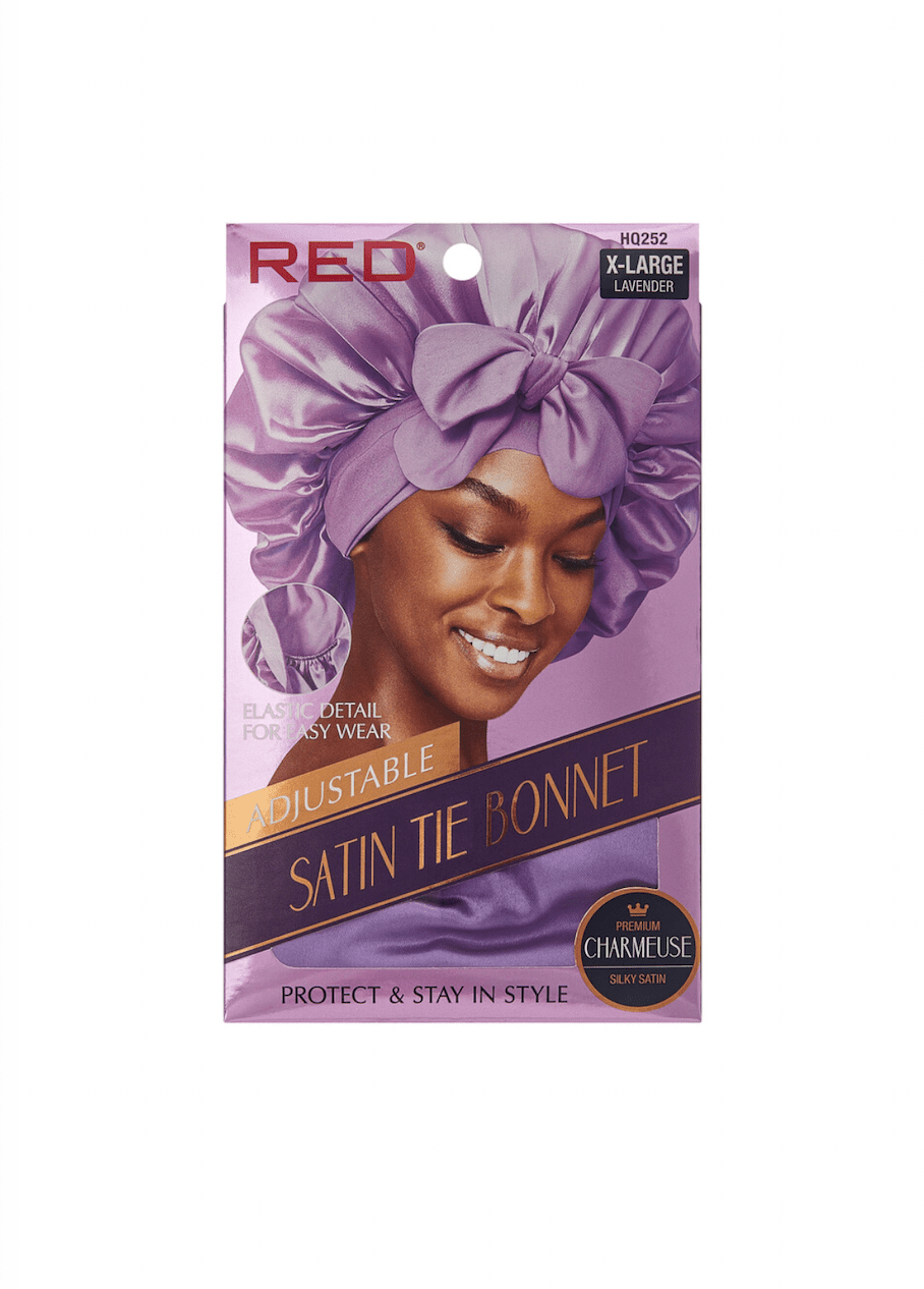 Red Adjustable Satin Tie Bonnet - Beauty Exchange Beauty Supply