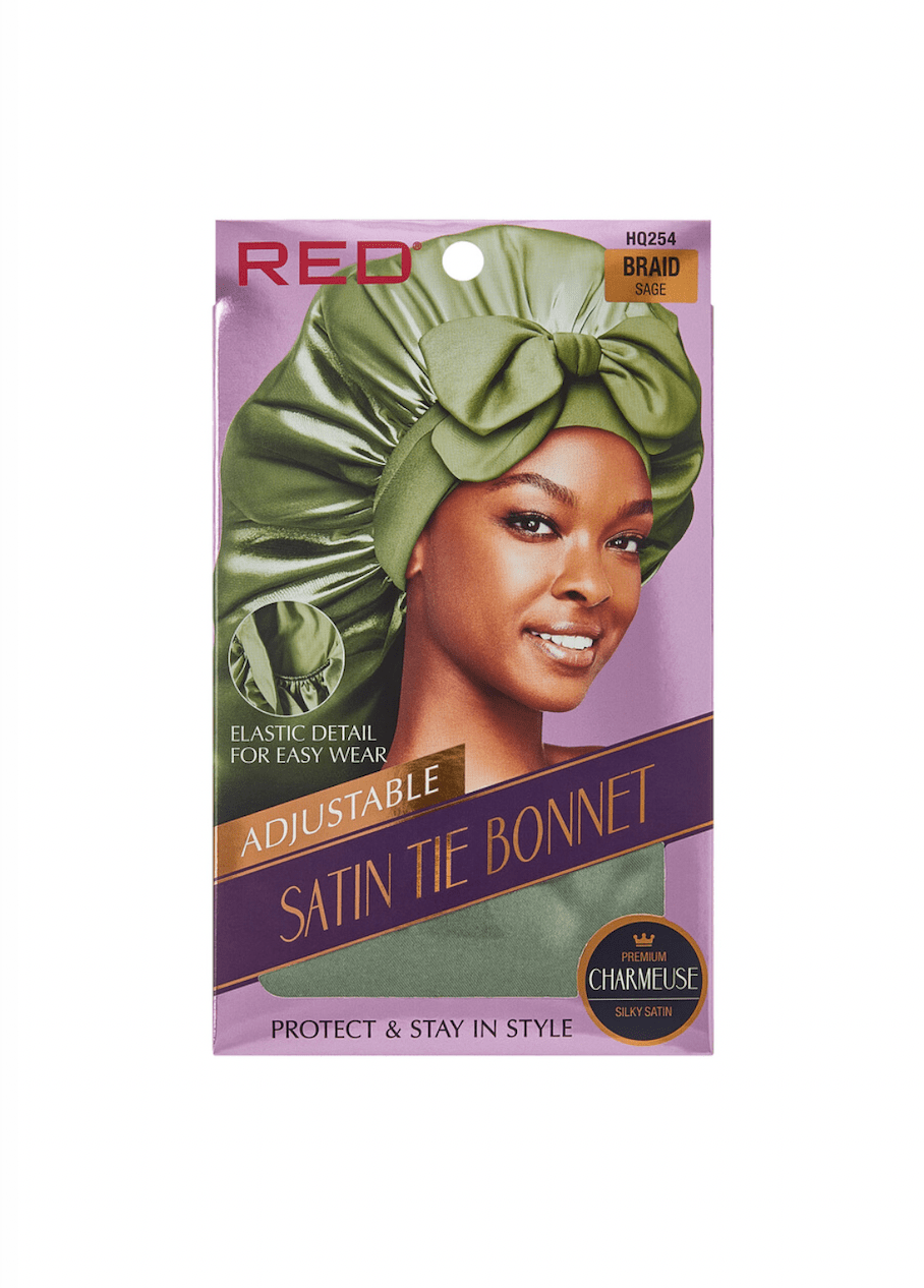 Red Adjustable Satin Tie Bonnet - Beauty Exchange Beauty Supply