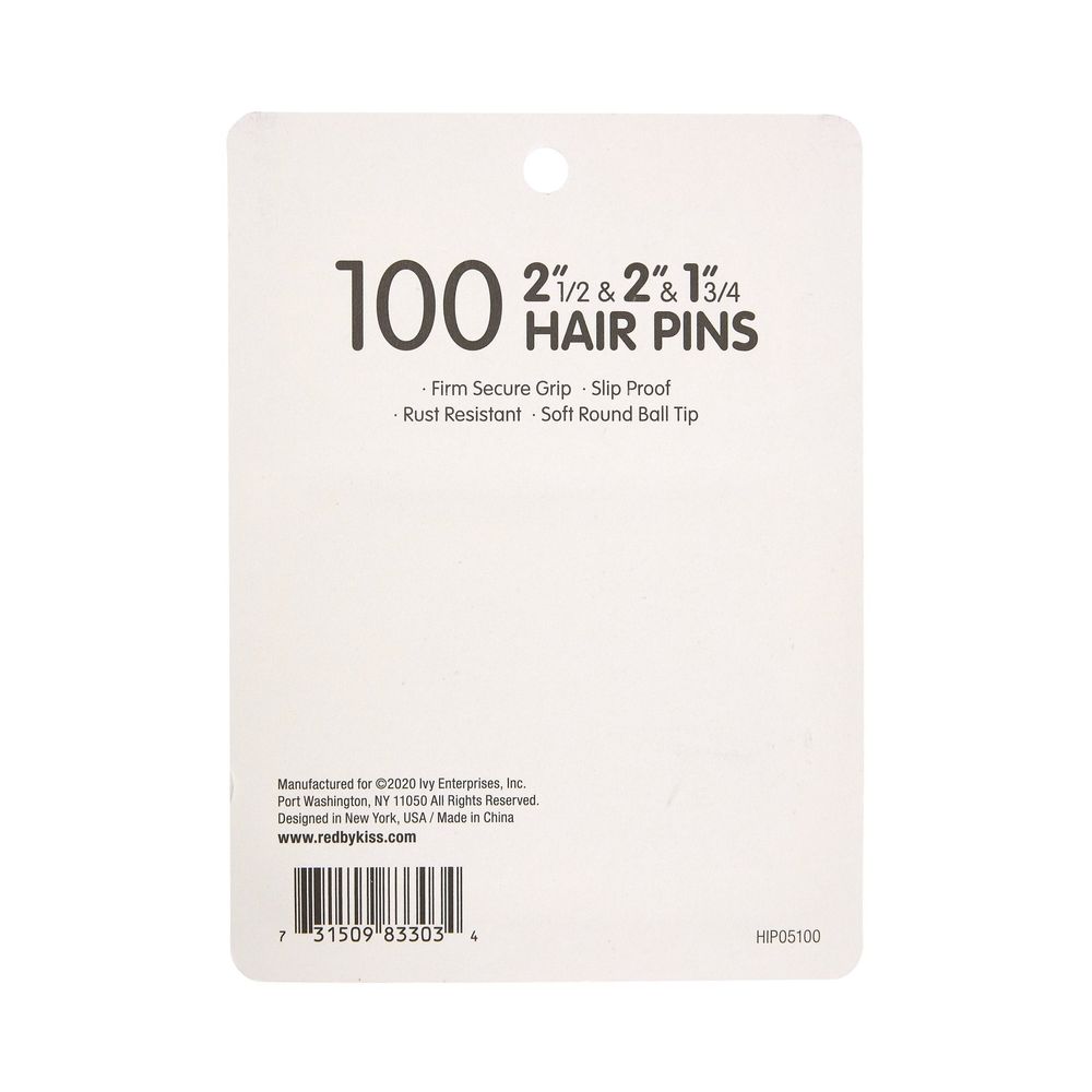 Red by Kiss 100 Pcs Hair Pins | 1¾", 2", & 2½" – HIP05 – Versatile Set for All Hair Types & Styles - Beauty Exchange Beauty Supply