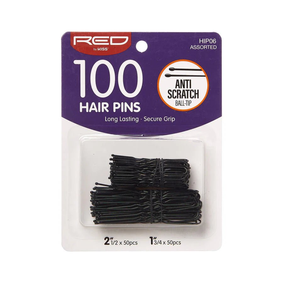 Red by Kiss 100 Pcs Hair Pins | 1¾" & 2½" – HIP06 – Strong, Secure Hold for All Hair Types - Beauty Exchange Beauty Supply