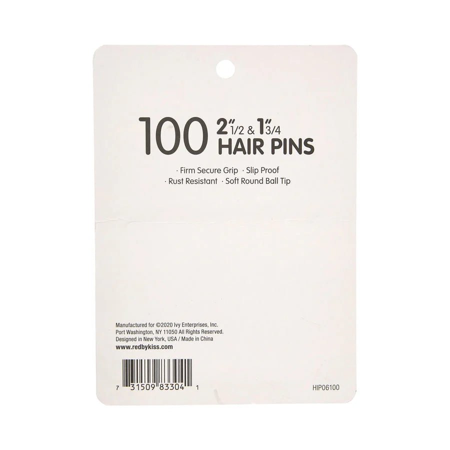 Red by Kiss 100 Pcs Hair Pins | 1¾" & 2½" – HIP06 – Strong, Secure Hold for All Hair Types - Beauty Exchange Beauty Supply