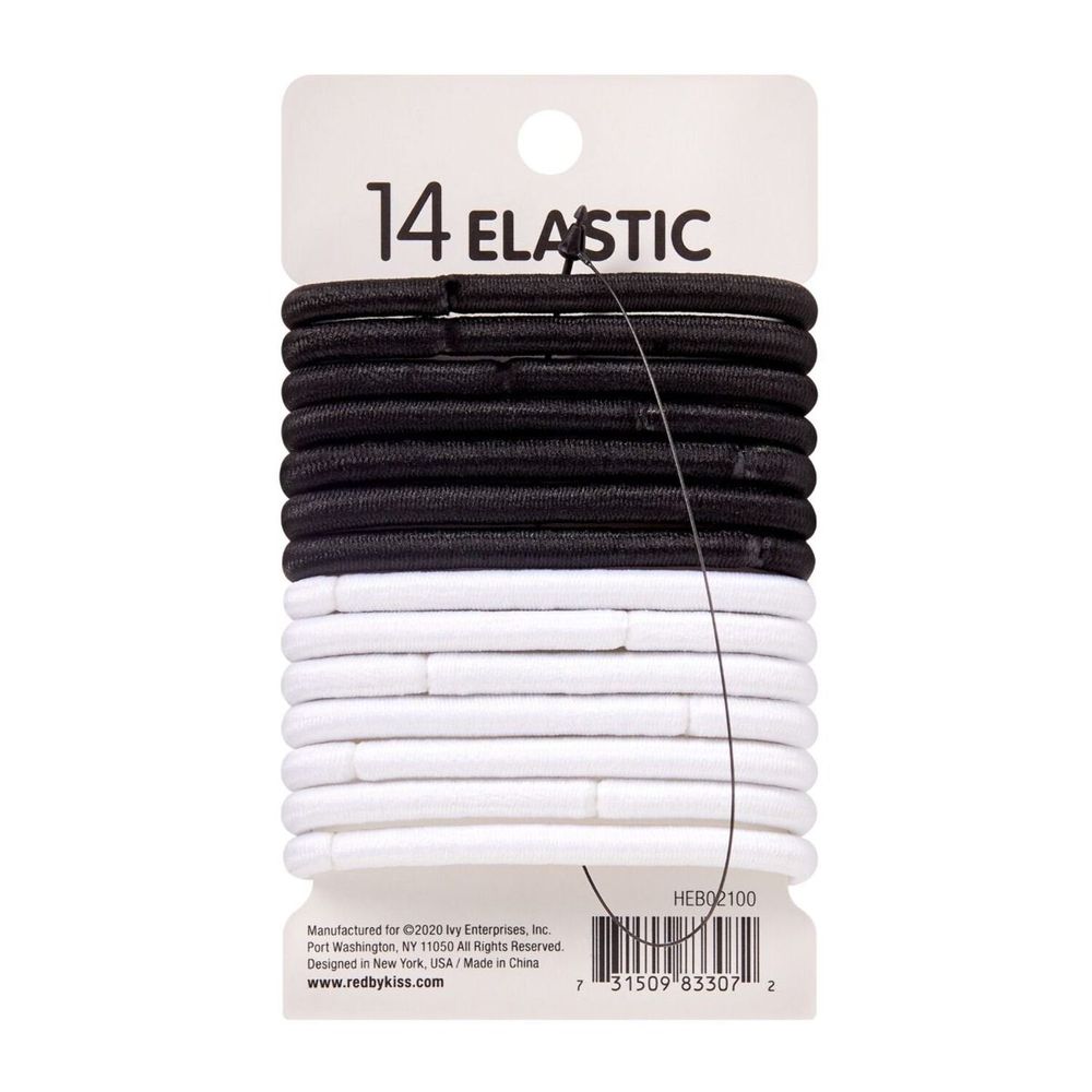 Red by Kiss 14 Pcs Maximum Hold Elastic Hair Bands – 5mm, No Breakage, Black & White (HEB02) - Beauty Exchange Beauty Supply