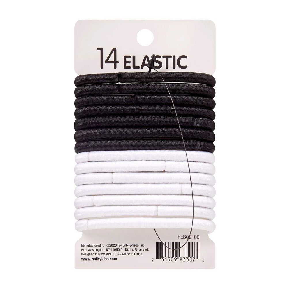 Red by Kiss 14 Pcs Maximum Hold Elastic Hair Bands – 5mm, No Breakage, Black & White (HEB02) - Beauty Exchange Beauty Supply