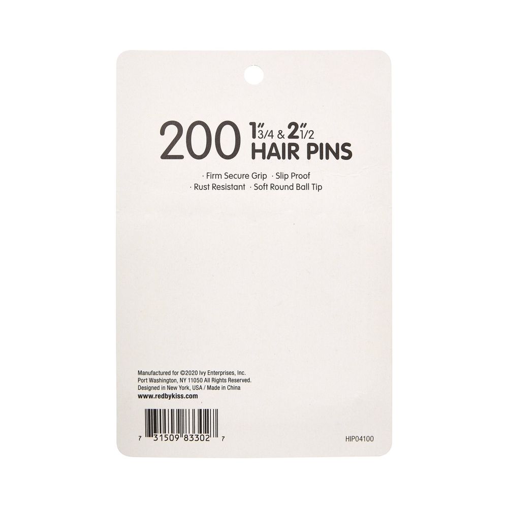Red by Kiss 200 Pcs Hair Pins | 1¾" & 2½" – HIP04 – Ultimate Pack for Secure, Comfortable Styling - Beauty Exchange Beauty Supply