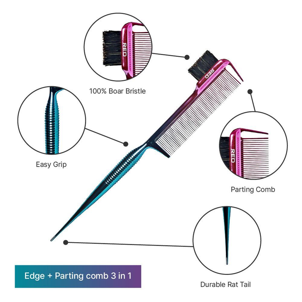 Red by Kiss 3 - in - 1 Edge & Parting Comb - Beauty Exchange Beauty Supply