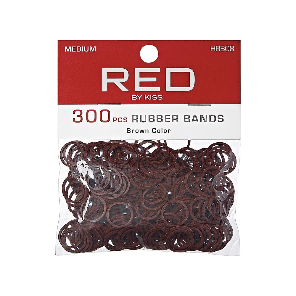 Red by Kiss 300 Rubber Bands – Brown, Medium 1/2", No - Snag Hair Elastics (HRB08) - Beauty Exchange Beauty Supply