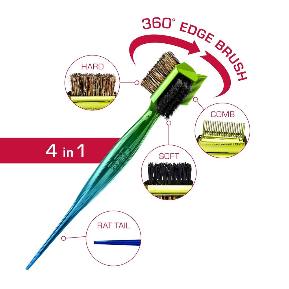 Red by Kiss 360 Edge Brush – 4 - in - 1 Styler | HH101 | For Baby Hairs, Edges & Precision Styling - Beauty Exchange Beauty Supply