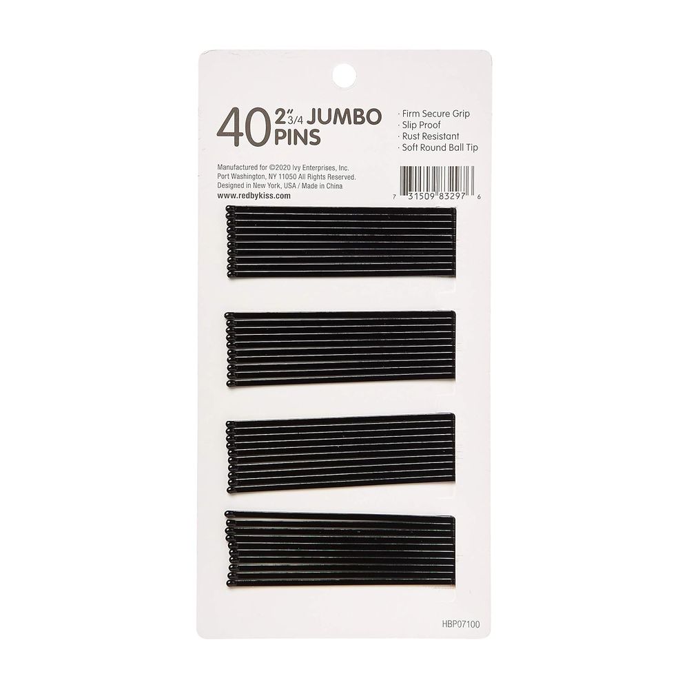 Red by Kiss 40 Pcs Jumbo Pins | 2¾" – HBP07 – Strong Hold for Thick & Voluminous Hair - Beauty Exchange Beauty Supply