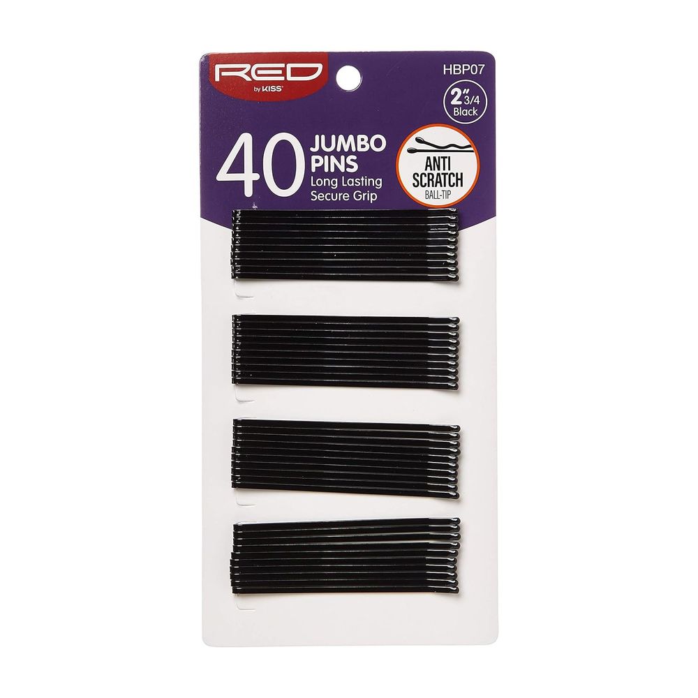 Red by Kiss 40 Pcs Jumbo Pins | 2¾" – HBP07 – Strong Hold for Thick & Voluminous Hair - Beauty Exchange Beauty Supply