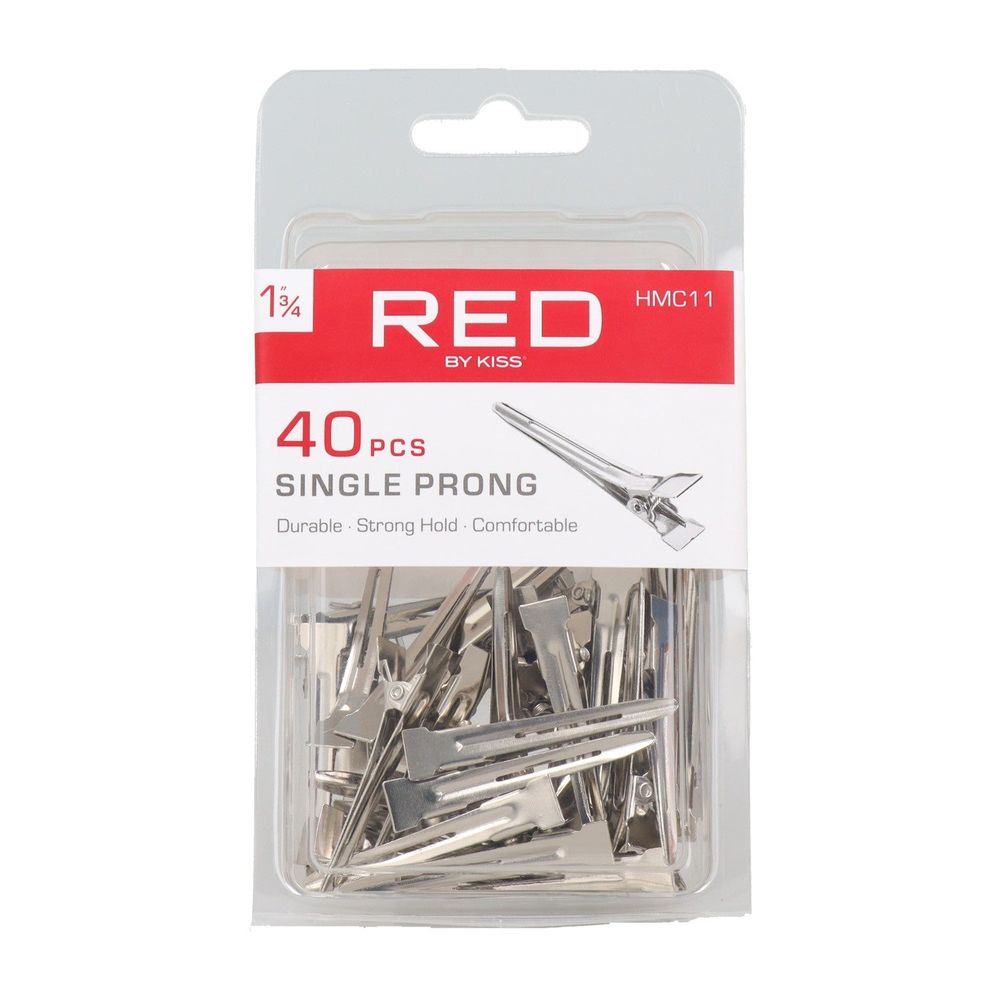 Red by Kiss 40 Pcs Single Prong Clips | 1¾" – HMC11 – Perfect for Sectioning, Setting & Styling - Beauty Exchange Beauty Supply