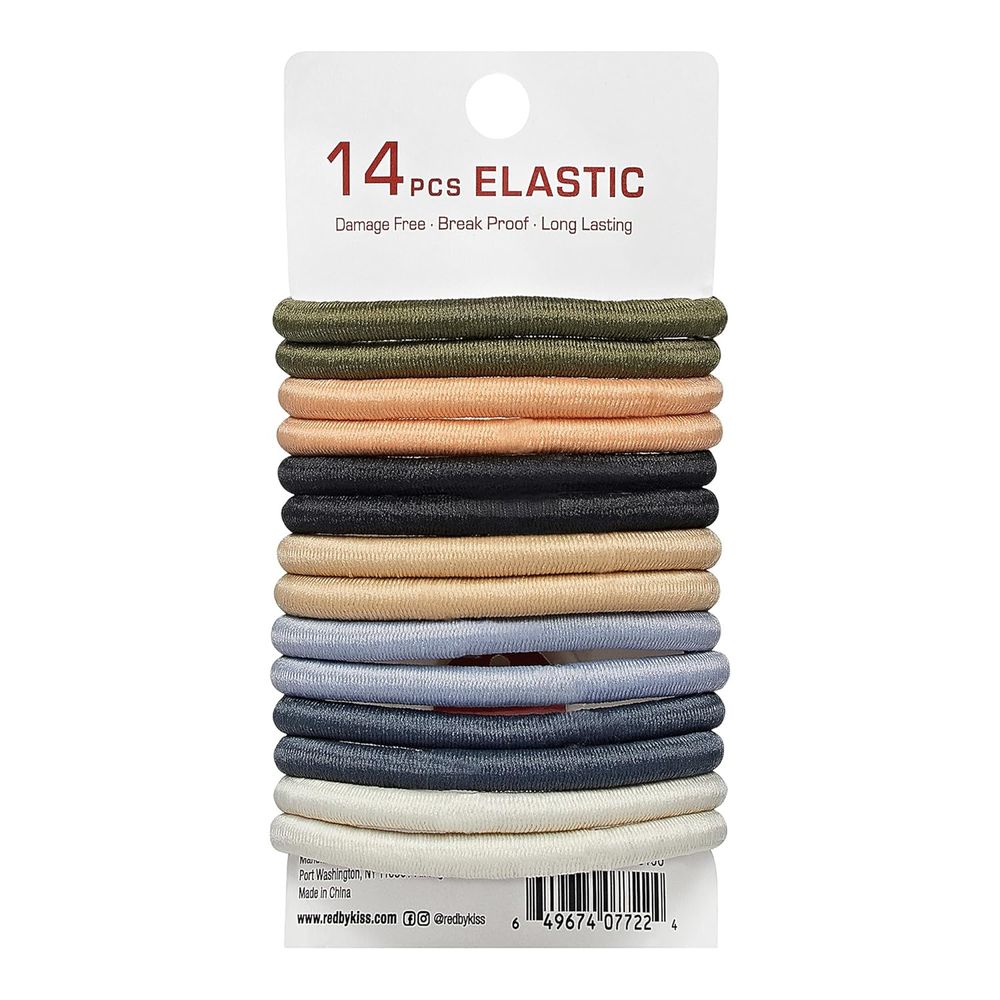 Red by Kiss 5mm Maximum Hold Elastic Hair Bands – Assorted Colors, Extra Thick, 14 Count - Beauty Exchange Beauty Supply