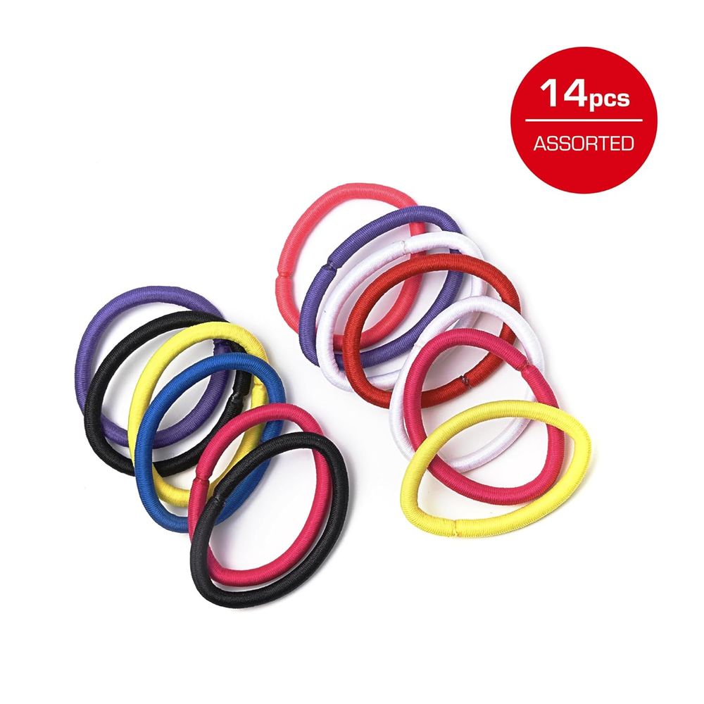 Red by Kiss 5mm Maximum Hold Elastic Hair Bands – Assorted Colors, Extra Thick, 14 Count - Beauty Exchange Beauty Supply