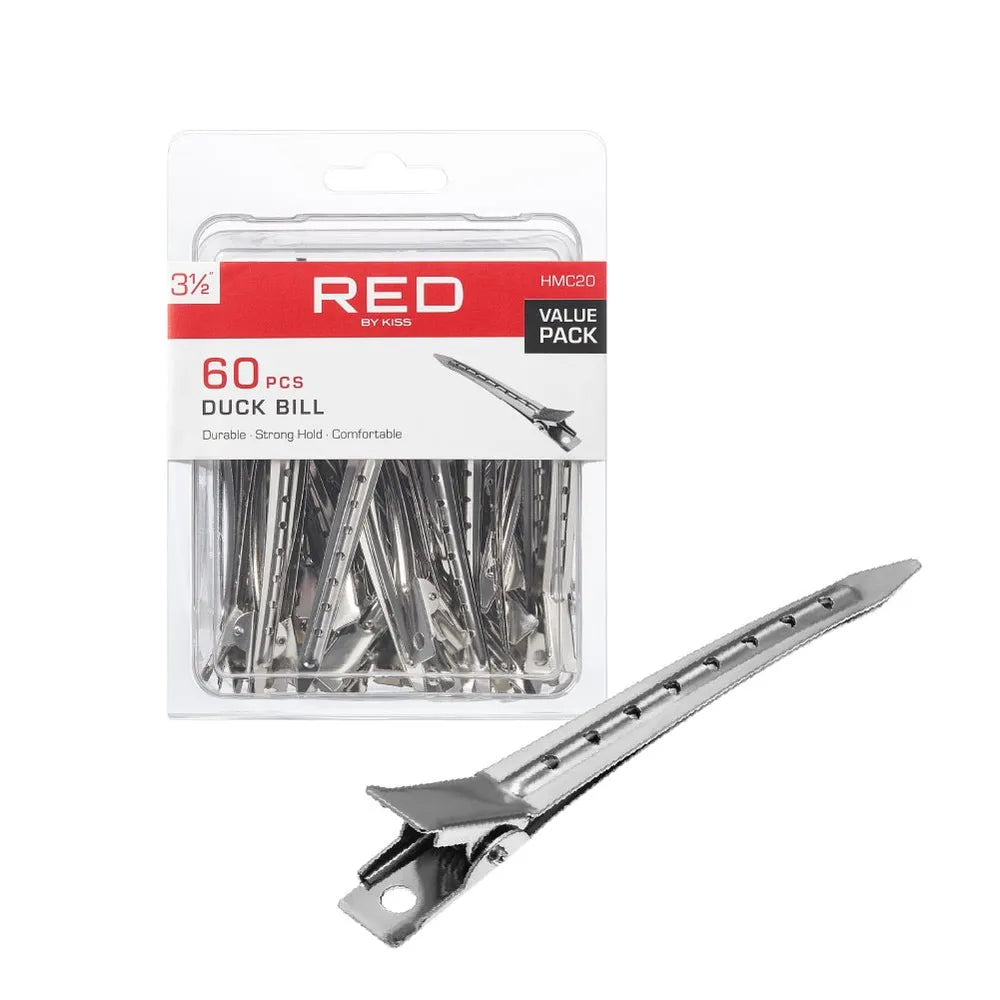 Red by Kiss 60 Pcs Duck Bill Clips | 3½" – HMC20 – Precision Sectioning for Professional - Level Styling - Beauty Exchange Beauty Supply