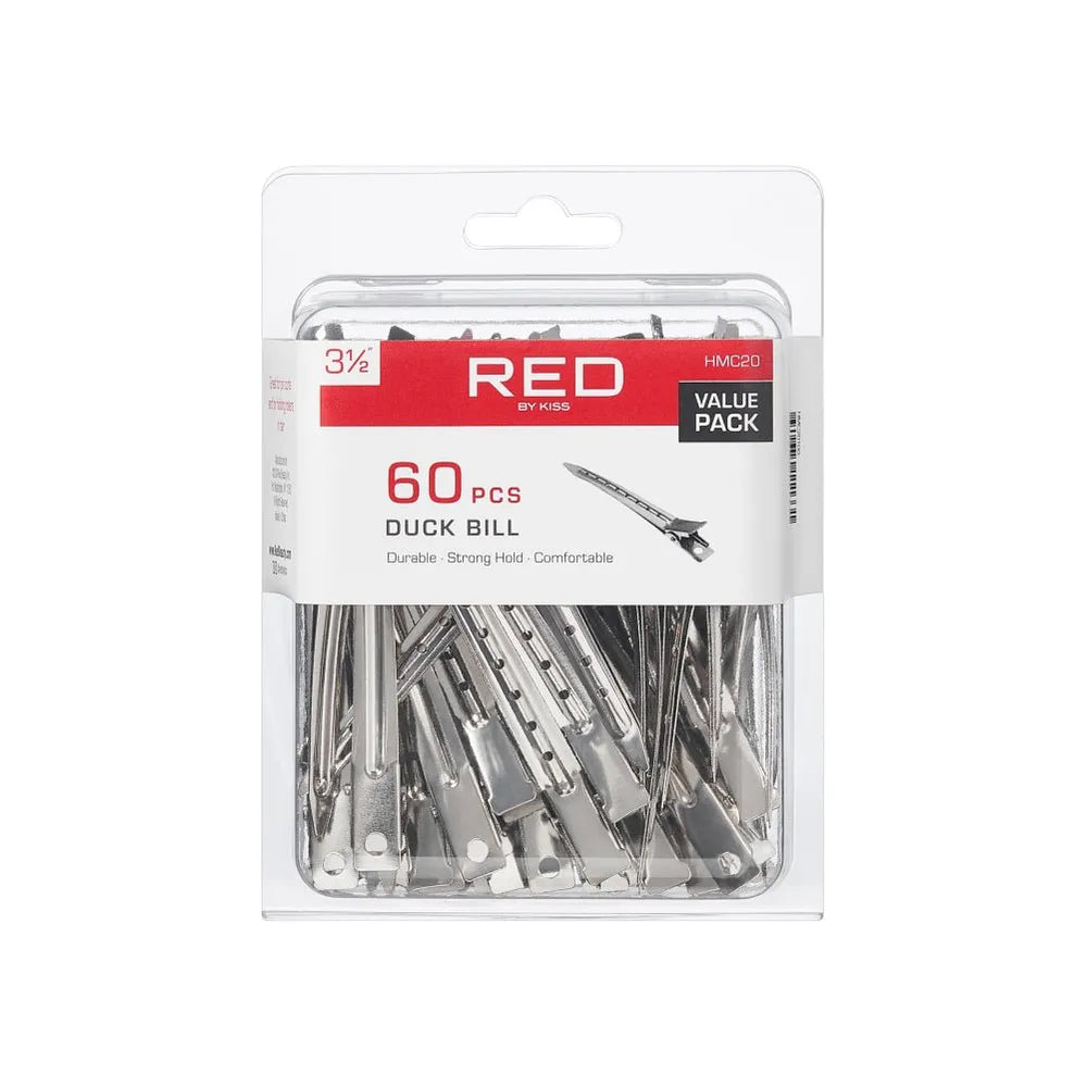 Red by Kiss 60 Pcs Duck Bill Clips | 3½" – HMC20 – Precision Sectioning for Professional - Level Styling - Beauty Exchange Beauty Supply