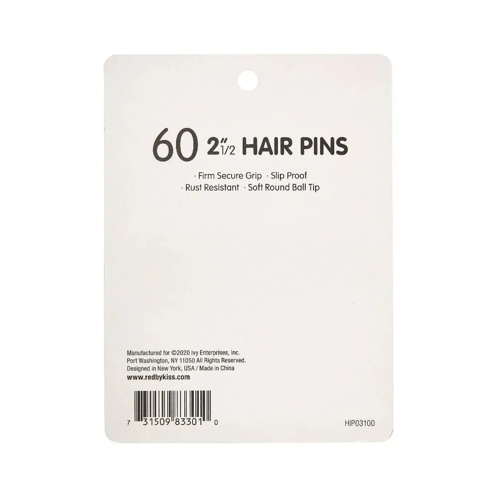 Red by Kiss 60 Pcs Hair Pins | 2½" – HIP03 – Extra - Long Pins for Strong, Secure Hold in Thick Hair - Beauty Exchange Beauty Supply