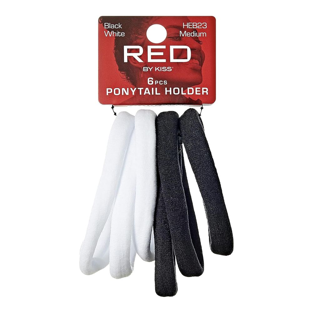 Red by Kiss 8 Pcs Medium Ponytail Holders – No Damage, Strong Hold (Black, HEB23) - Beauty Exchange Beauty Supply
