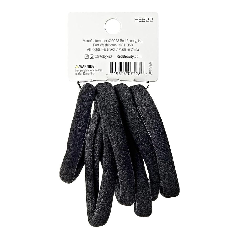Red by Kiss 8 Pcs Strong Hold Ponytail Holders – Thick, No - Breakage Bands (Black, HEB21) - Beauty Exchange Beauty Supply