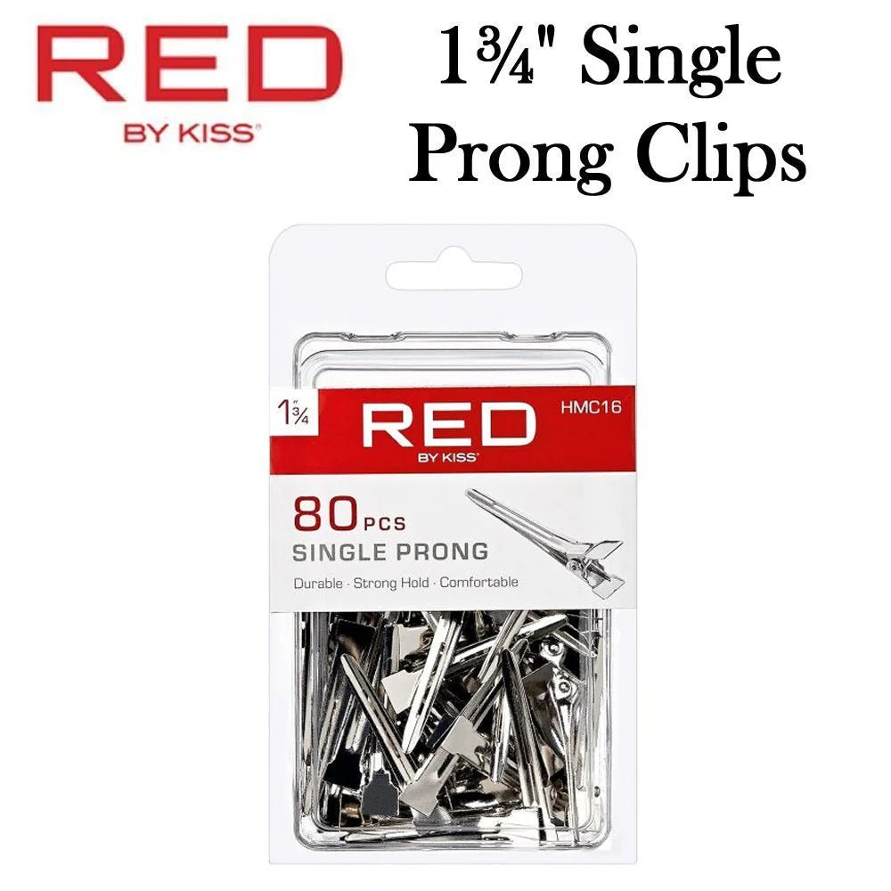Red by Kiss 80 Pcs Single Prong Clips | 1¾" – HMC16 – Reliable Grip for Styling, Setting & Sectioning - Beauty Exchange Beauty Supply