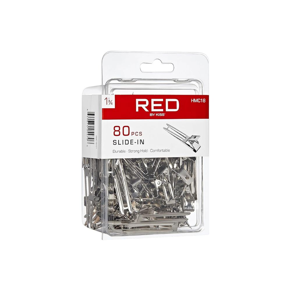 Red by Kiss 80 Pcs Slide - In Hair Pins | 1¾" – HMC18 – Easy, Strong Hold for Everyday Styling - Beauty Exchange Beauty Supply