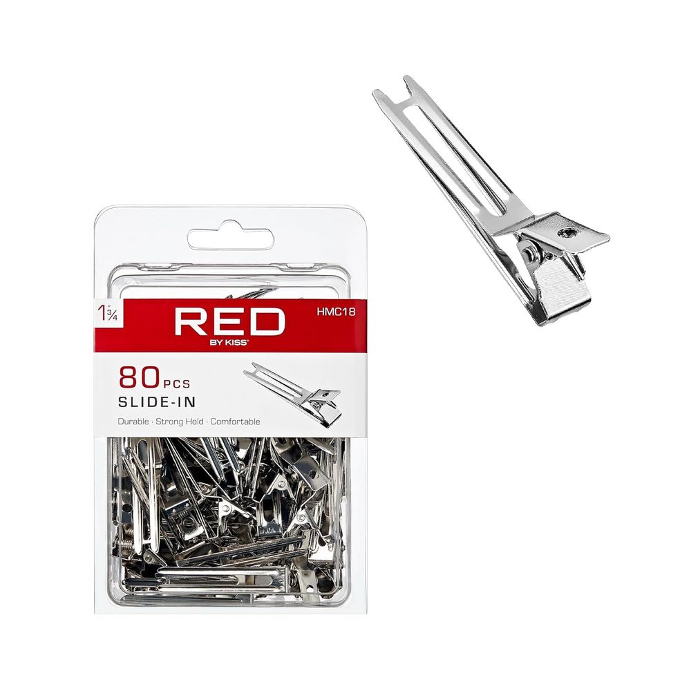 Red by Kiss 80 Pcs Slide - In Hair Pins | 1¾" – HMC18 – Easy, Strong Hold for Everyday Styling - Beauty Exchange Beauty Supply