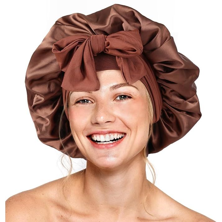 Red by Kiss Adjustable Satin Tie Bonnet – Custom Fit, Silky Protection, Bold Prints (One Size) - Beauty Exchange Beauty Supply