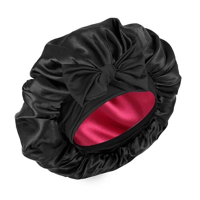 Red by Kiss Adjustable Satin Tie Bonnet – Custom Fit, Silky Protection, Bold Prints (One Size) - Beauty Exchange Beauty Supply
