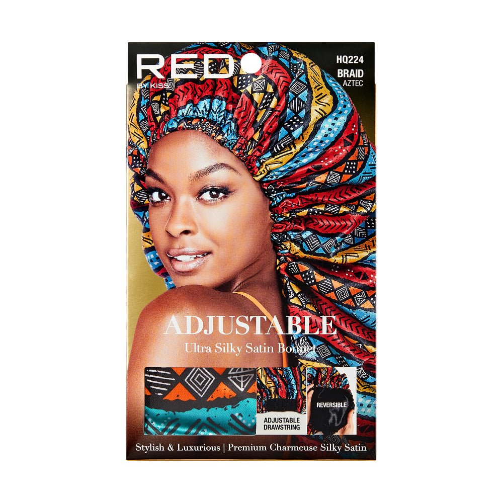 Red by Kiss Adjustable Ultra Silky Satin Bonnet – Smooth Protection with a Custom Fit (One Size) - Beauty Exchange Beauty Supply