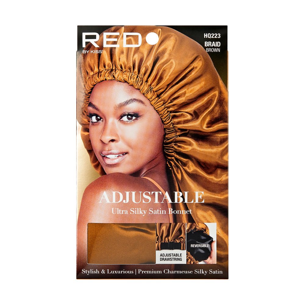 Red by Kiss Adjustable Ultra Silky Satin Bonnet – Smooth Protection with a Custom Fit (One Size) - Beauty Exchange Beauty Supply