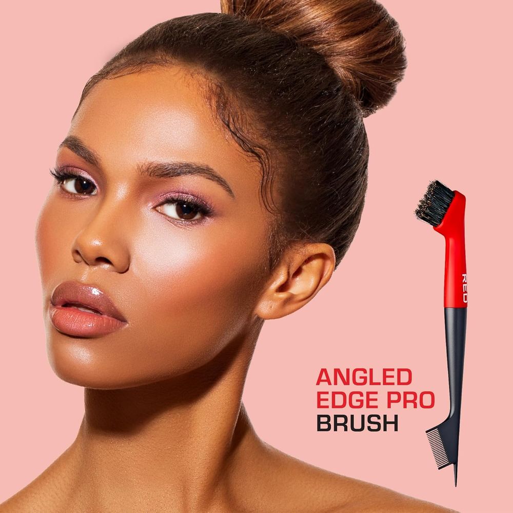 Red by Kiss Angled Edge Pro Brush – HH102, Dual - Sided for Perfect Edges & Baby Hair Control | Angled Design for Precision Styling - Beauty Exchange Beauty Supply