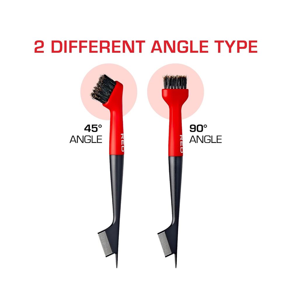 Red by Kiss Angled Edge Pro Brush – HH103, Firm Dual - Sided Brush for Sleek Edges & Baby Hair Control | Angled for Grip & Precision - Beauty Exchange Beauty Supply