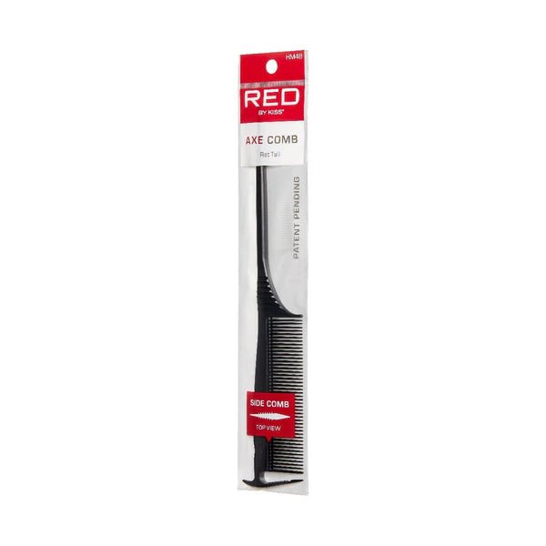 Red by Kiss Axe Comb Rat Tail – HM48 | Dual - Ended Comb with Fine Teeth & Steel Tail for Parting, Edging & Detail Styling - Beauty Exchange Beauty Supply