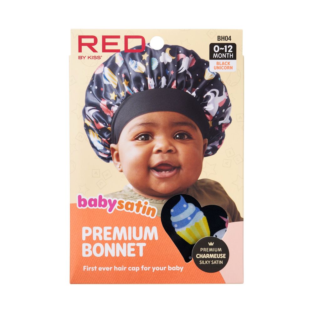 Red by Kiss Baby Satin Premium Bonnet – Soft Hair Protection for Babies | Anti - Frizz & Cute Prints | BH01–BH04 - Beauty Exchange Beauty Supply