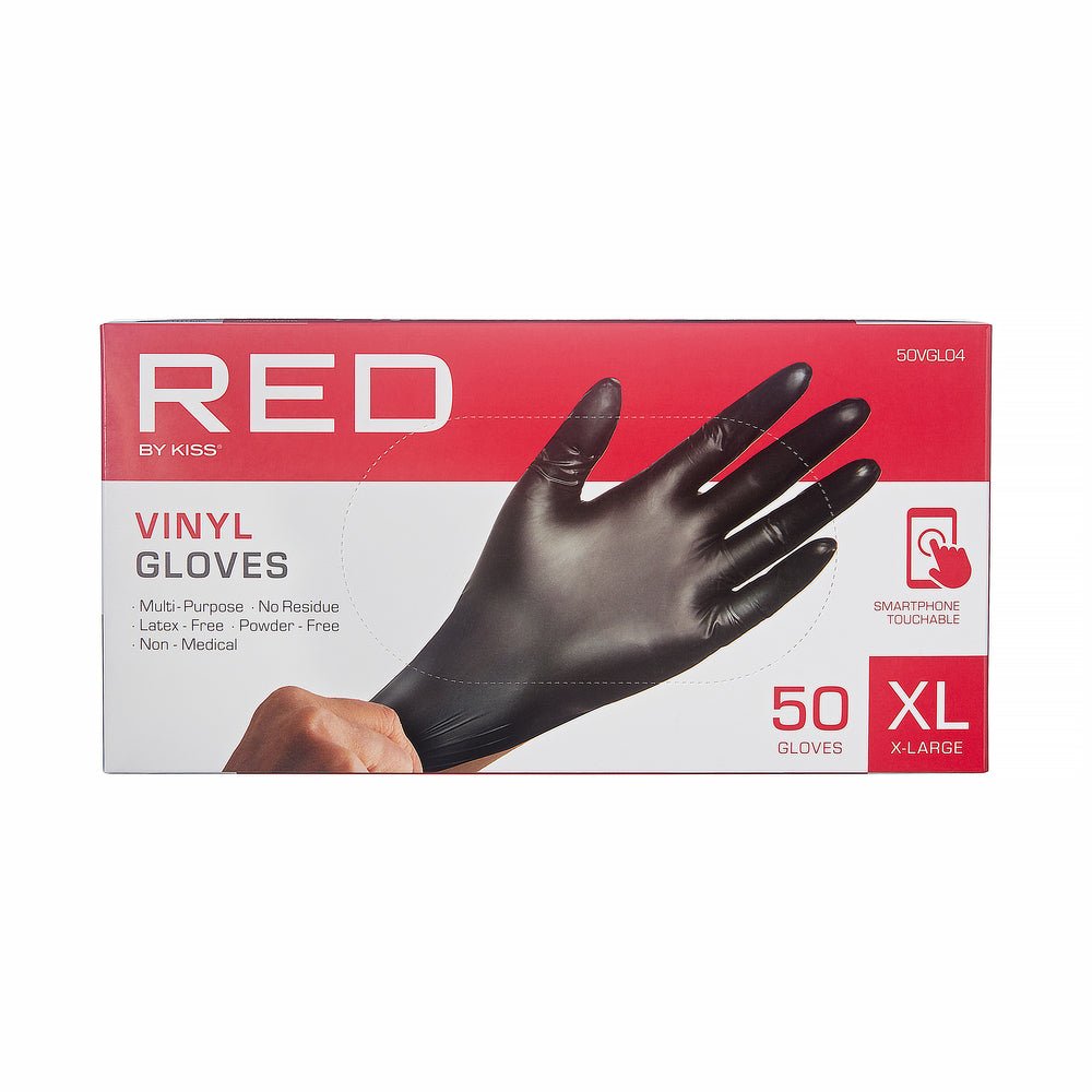 Red by Kiss Black Vinyl Gloves - 50 Count - Beauty Exchange Beauty Supply