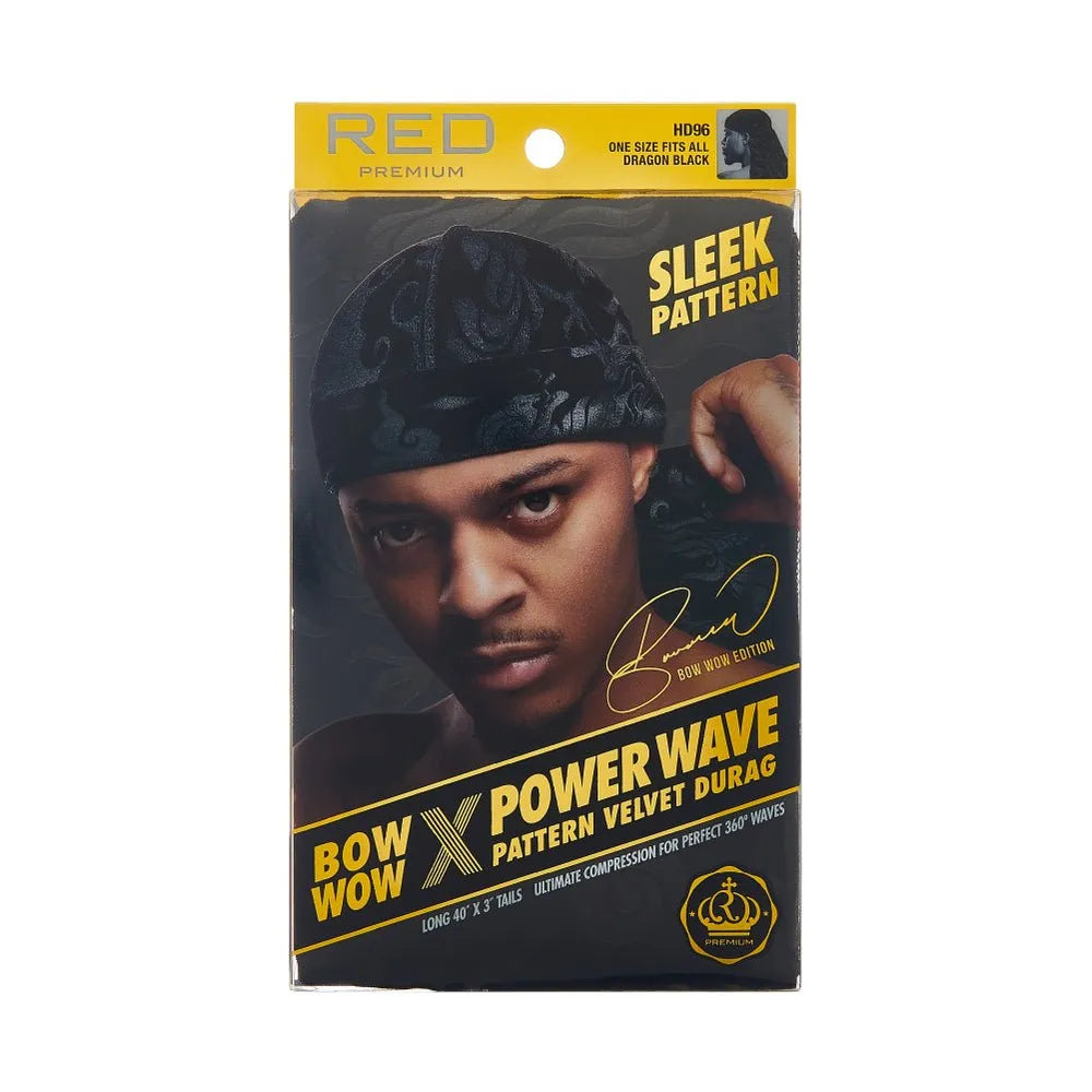 Red by Kiss Bow Wow X Power Wave Sleek Pattern Durag – Stylish Print + Wave Compression | HD94–HD99 - Beauty Exchange Beauty Supply