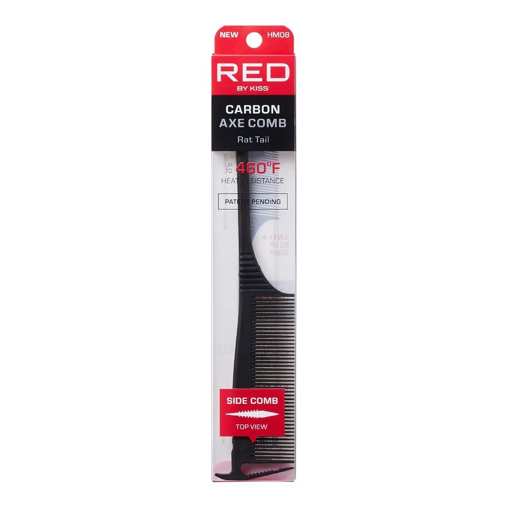 Red by Kiss Carbon Axe Comb – Rat Tail | HM08 | Heat - Resistant & Anti - Static - Beauty Exchange Beauty Supply