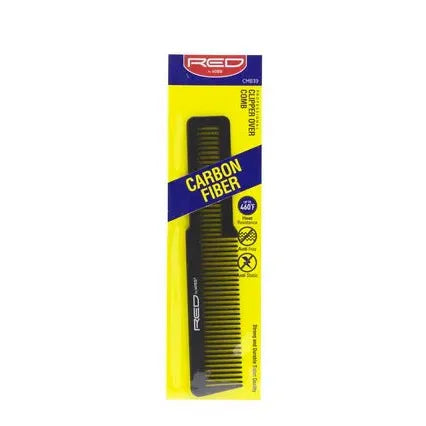 Red by Kiss Carbon Fiber Comb – Lightweight, Anti - Static & Heat - Resistant | CMB39 | Ideal for Styling, Parting & Everyday Use - Beauty Exchange Beauty Supply