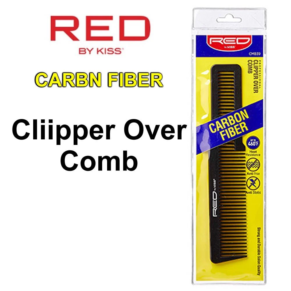 Red by Kiss Carbon Fiber Comb – Lightweight, Anti - Static & Heat - Resistant | CMB39 | Ideal for Styling, Parting & Everyday Use - Beauty Exchange Beauty Supply