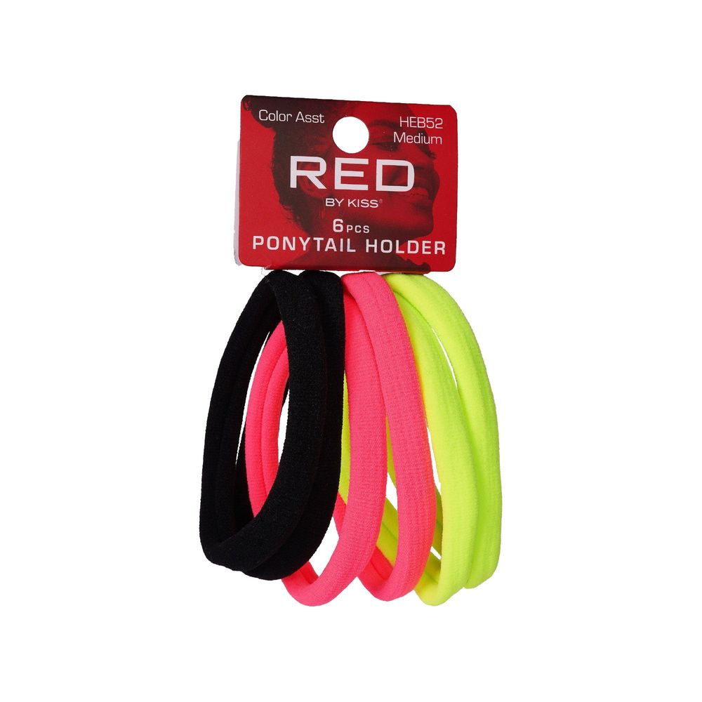 Red by Kiss Color Assorted Ponytail Holders – Small / Medium / Large, No Damage, Strong Hold (HEB51/52/53) - Beauty Exchange Beauty Supply
