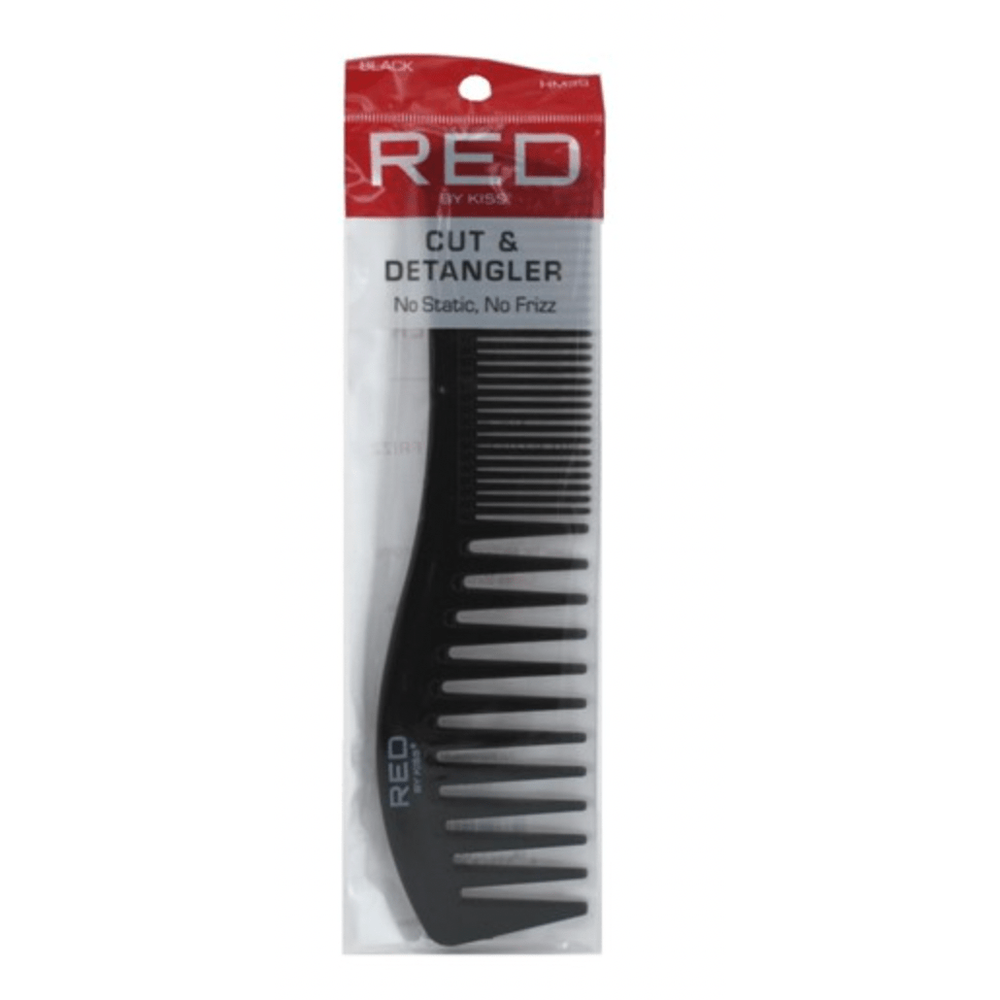 Red by Kiss Cut & Detangler Comb – Black, 2 - in - 1 Trimmer & Detangler for Wigs, Wet Hair & Light Cutting | HM39 | Safe, Dual - Use Tool - Beauty Exchange Beauty Supply