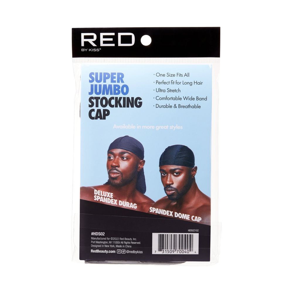 Red by Kiss Deluxe Stocking Cap Super Jumbo – Extra Roomy Fit for Locs, Braids & Voluminous Styles - Beauty Exchange Beauty Supply