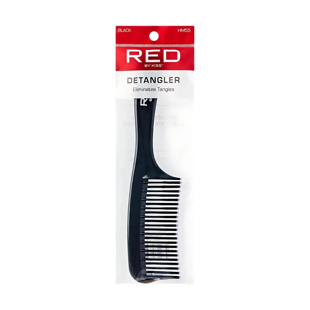 Red by Kiss Detangler Comb – Black, Smooth Glide for All Hair Types | HM55 | Gentle on Knots, Strong on Control - Beauty Exchange Beauty Supply