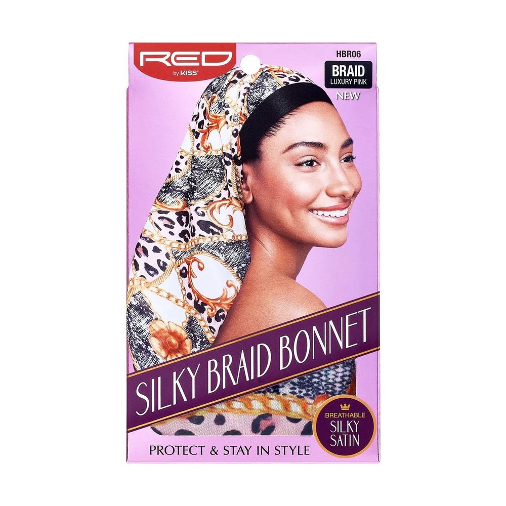 Red by Kiss Drawstring Silky Braid Bonnet | Adjustable Fit for Braids, Locs & Twists | Assorted, Luxury Black, Luxury Pink | One Size - Beauty Exchange Beauty Supply