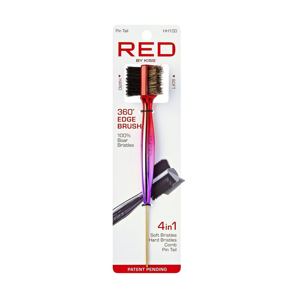 Red by Kiss Edge Brush 4 - in - 1 with Pin Tail | HH100 – Smooth, Shape, Define & Part Like a Pro - Beauty Exchange Beauty Supply