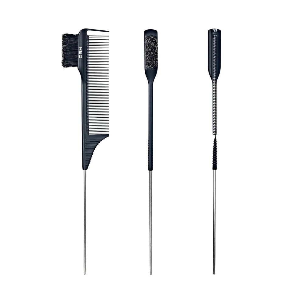 Red by Kiss Edge Parting Pin Tail Comb – HH109, Precision Steel Tail for Sharp Parts & Sleek Edges | Ideal for Braids, Wigs & Baby Hairs - Beauty Exchange Beauty Supply