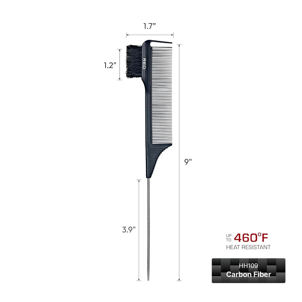 Red by Kiss Edge Parting Pin Tail Comb – HH109, Precision Steel Tail for Sharp Parts & Sleek Edges | Ideal for Braids, Wigs & Baby Hairs - Beauty Exchange Beauty Supply