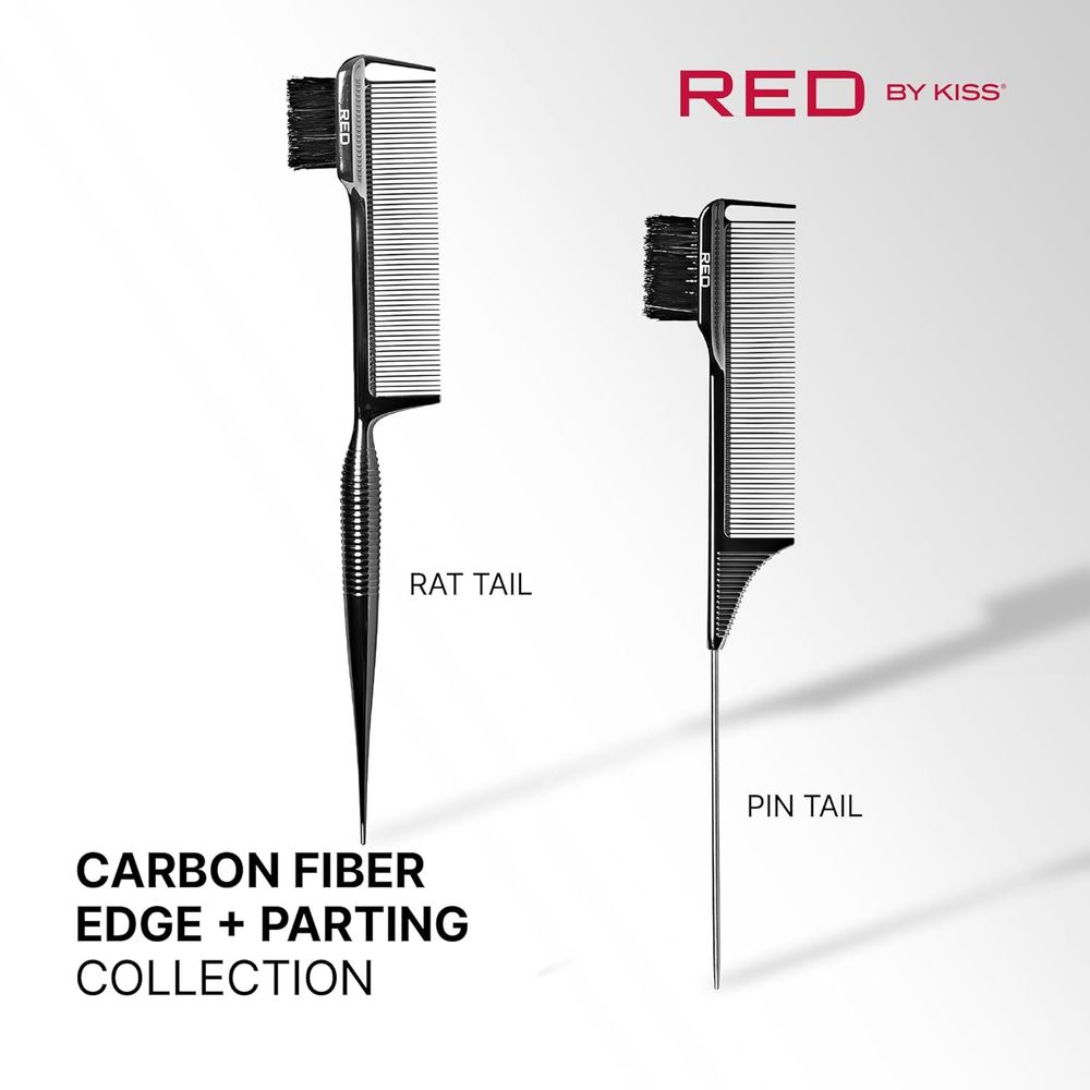 Red by Kiss Edge Parting Pin Tail Comb – HH109, Precision Steel Tail for Sharp Parts & Sleek Edges | Ideal for Braids, Wigs & Baby Hairs - Beauty Exchange Beauty Supply