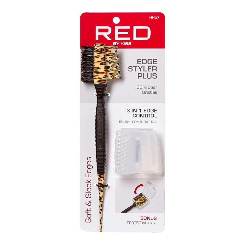 Red by Kiss Edge Styler Plus | HH57 – Dual - Ended Edge Brush & Comb | Smooths + Defines Baby Hairs - Beauty Exchange Beauty Supply