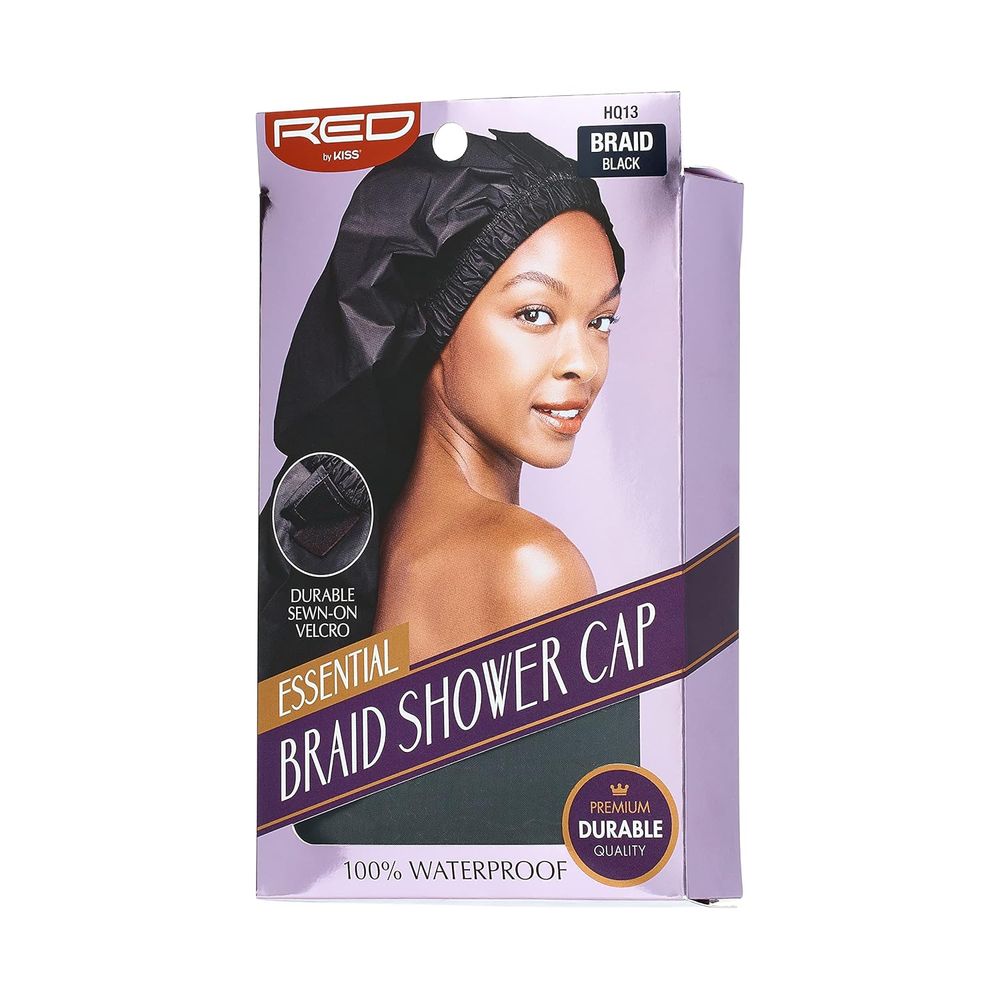 Red by Kiss Essential Braid Shower Cap | Full Coverage for Braids, Locs & Twists | Black & Red | One Size - Beauty Exchange Beauty Supply