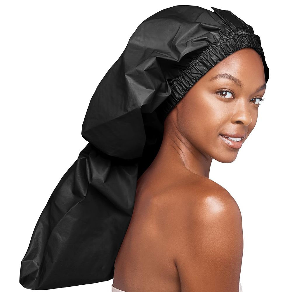 Red by Kiss Essential Braid Shower Cap | Full Coverage for Braids, Locs & Twists | Black & Red | One Size - Beauty Exchange Beauty Supply
